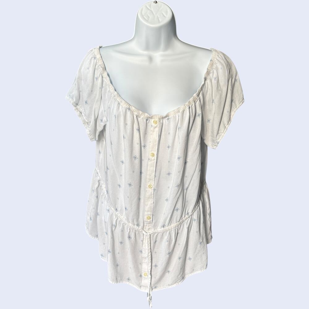 Abercrombie & Fitch L Boho Peasant Blouse White Off Shoulder